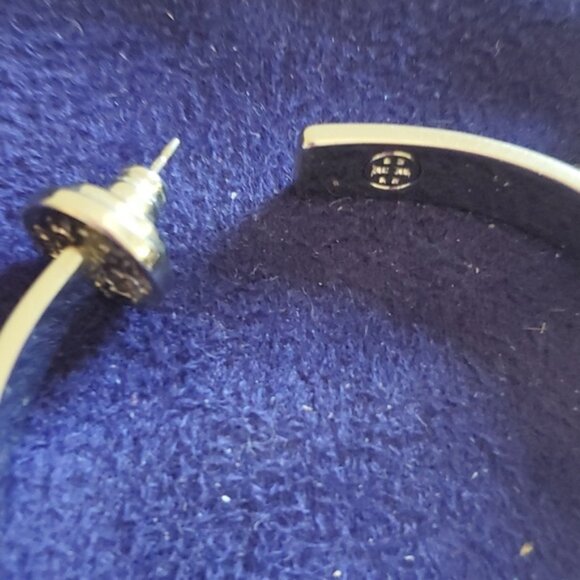 Tory Burch Silver Hoop Earrings with Gold Accents - Picture 6 of 8